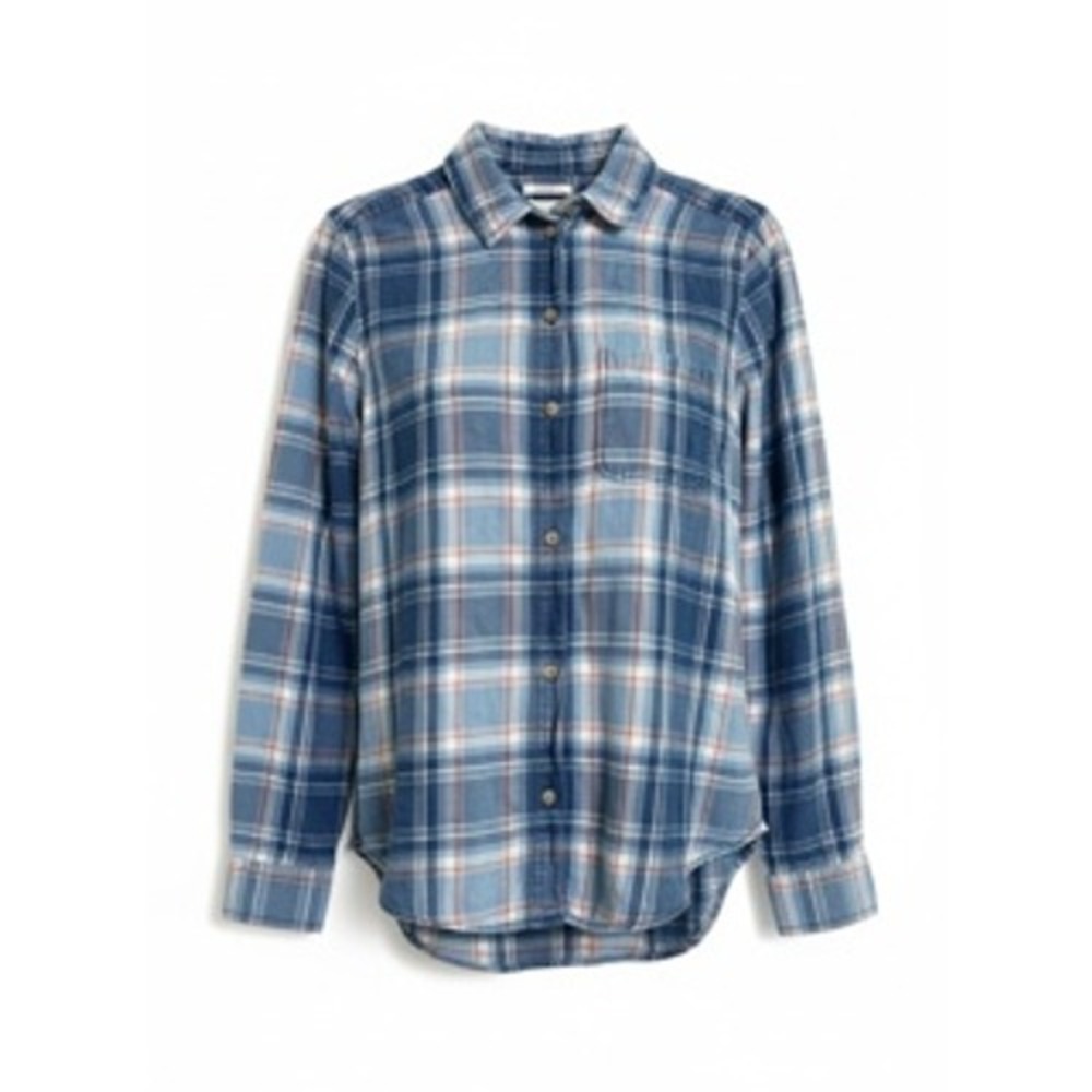 American Eagle Outfitters Blue Plaid Boyfriend Fit Flannel Button Down Shirt S